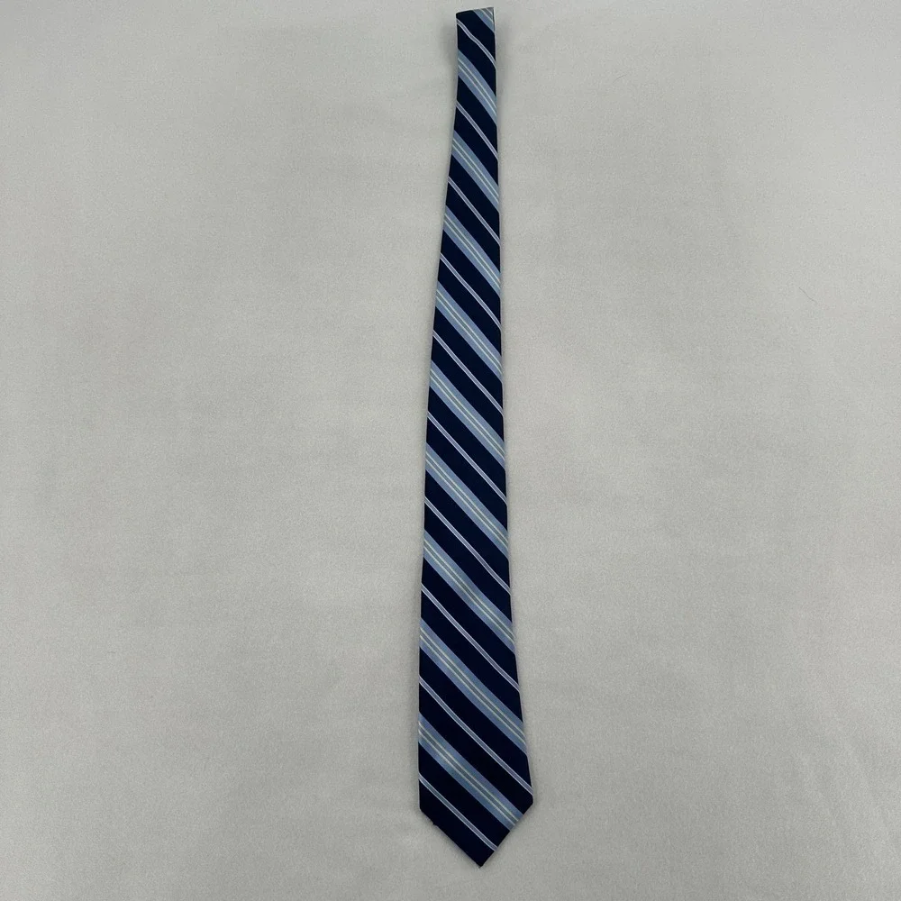 Tommy Hilfiger Men Necktie Blue Stripe 100% Silk Classic Business Tie Suit